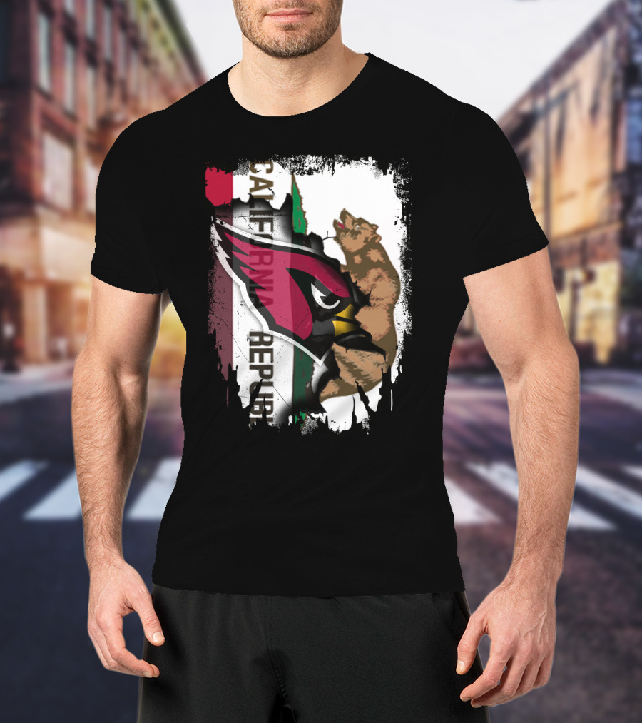 California Republic With Cardinals Logo And Bear T-Shirt