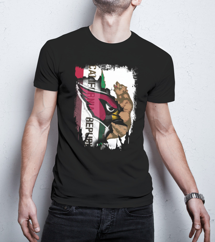 California Republic With Cardinals Logo And Bear T-Shirt
