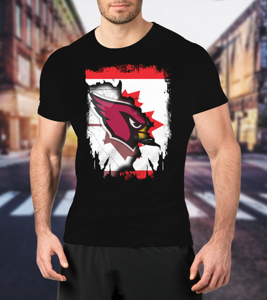 Canada Flag Background With Arizona Cardinals T-Shirt