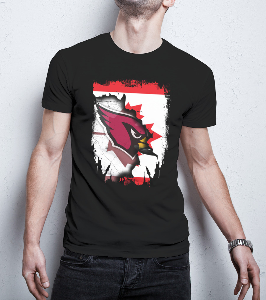 Canada Flag Background With Arizona Cardinals T-Shirt