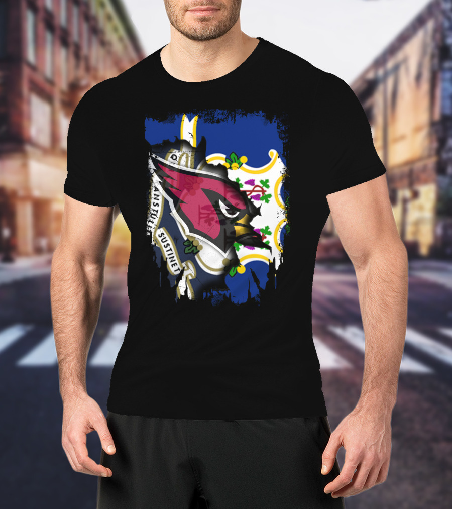 Connecticut State Flag With Cardinals Logo E Pluribus Unum Together T-Shirt