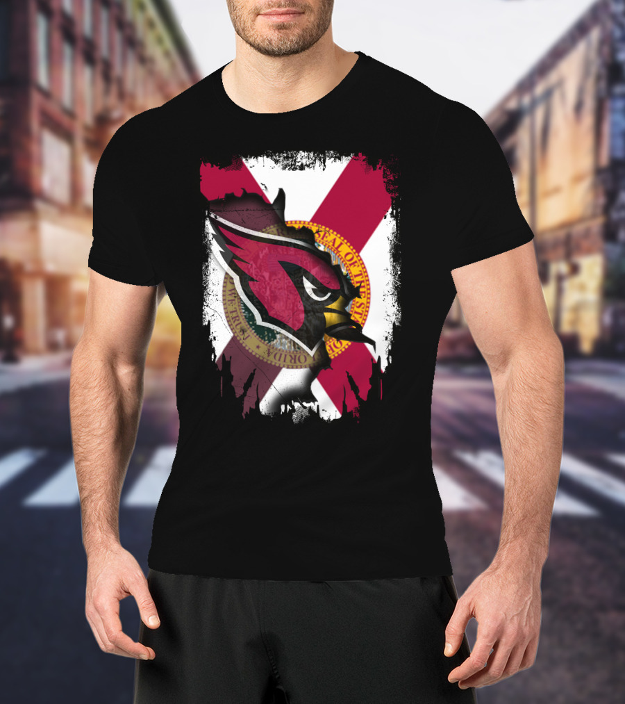 Florida State Flag With Cardinals Logo Fusion T-Shirt