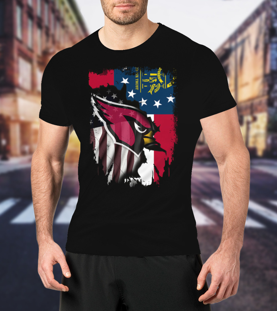 Georgia State Flag With Cardinals Logo Integration T-Shirt