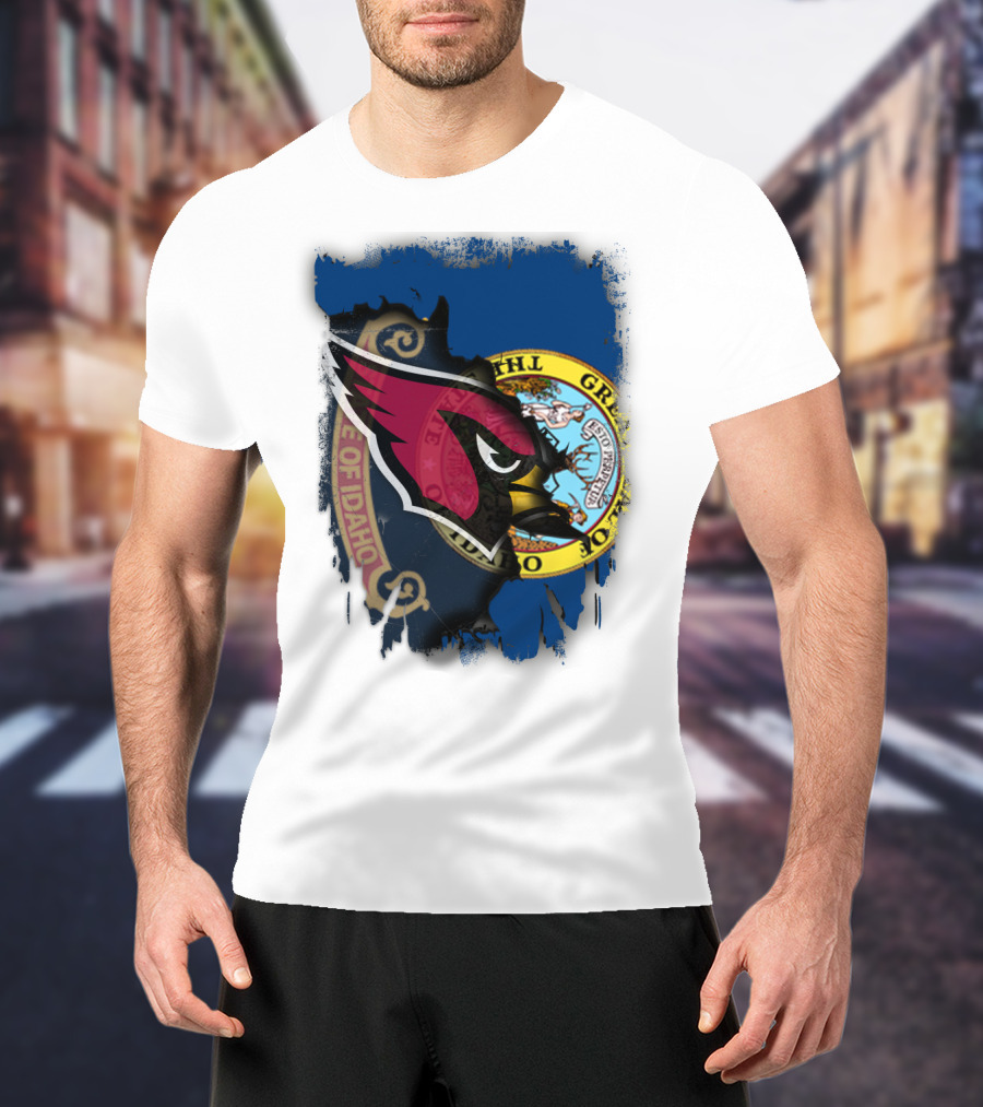 Idaho State Pride With Cardinals Football Emblem Fusion T-Shirt