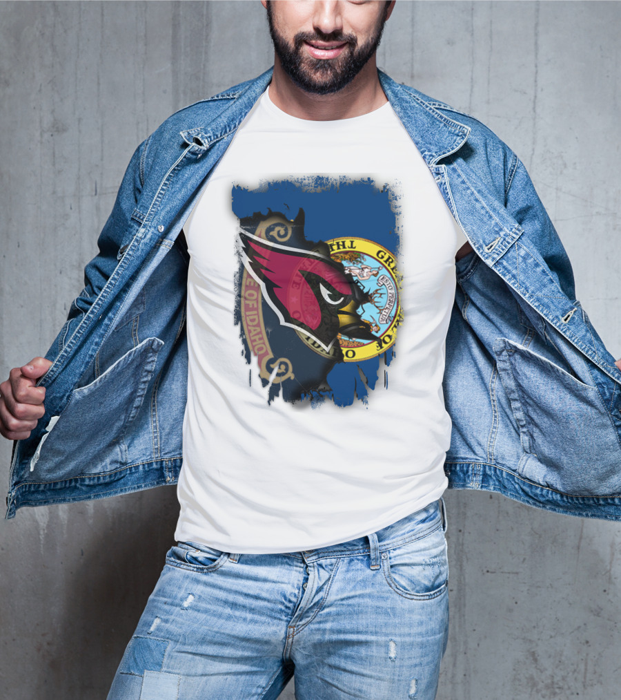 Idaho State Pride With Cardinals Football Emblem Fusion T-Shirt