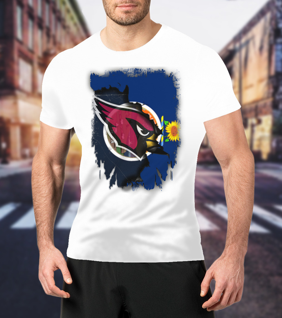 Kansas Flag With Cardinals Logo Integration T-Shirt