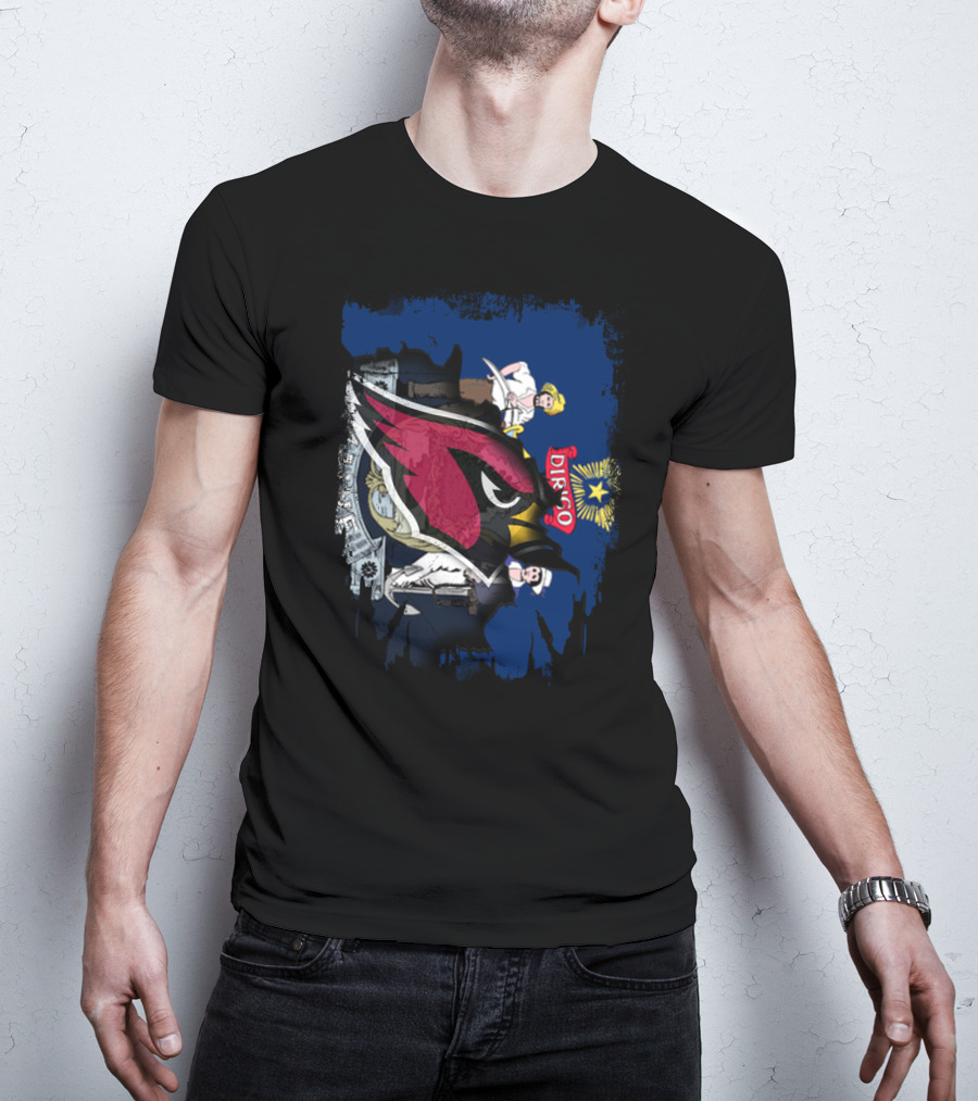 Maine State Flag With Cardinals NFL Team Logo Together T-Shirt