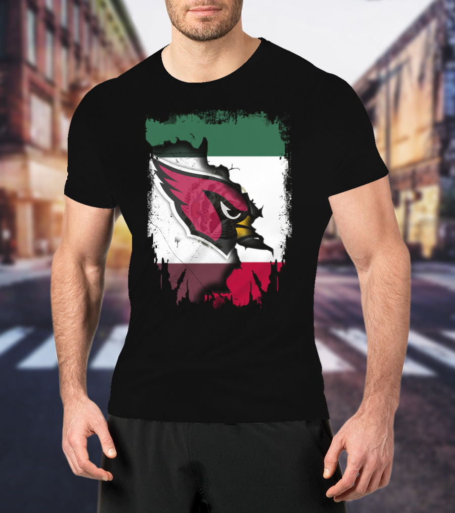 Mexico Flag With Cardinals Bird T-Shirt