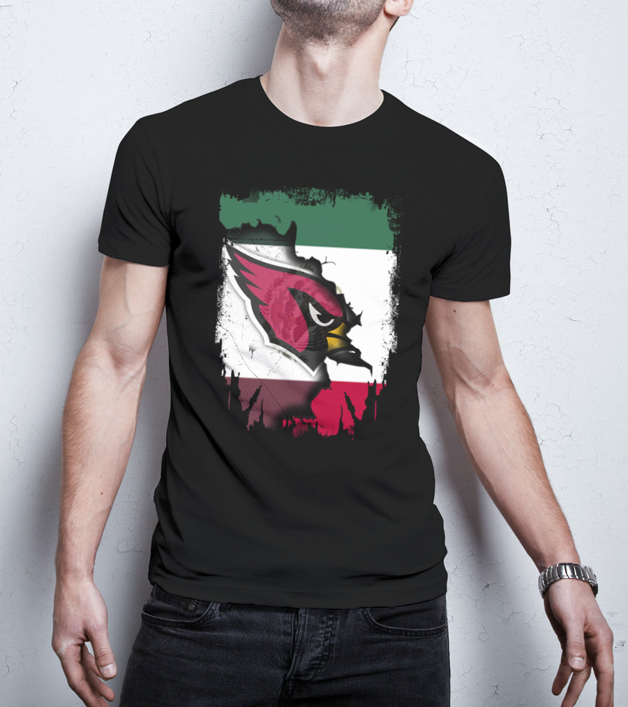 Mexico Flag With Cardinals Bird T-Shirt