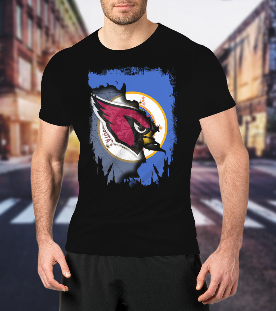 Together Minnesota State Emblem With Cardinals Logo Collaboration T-Shirt