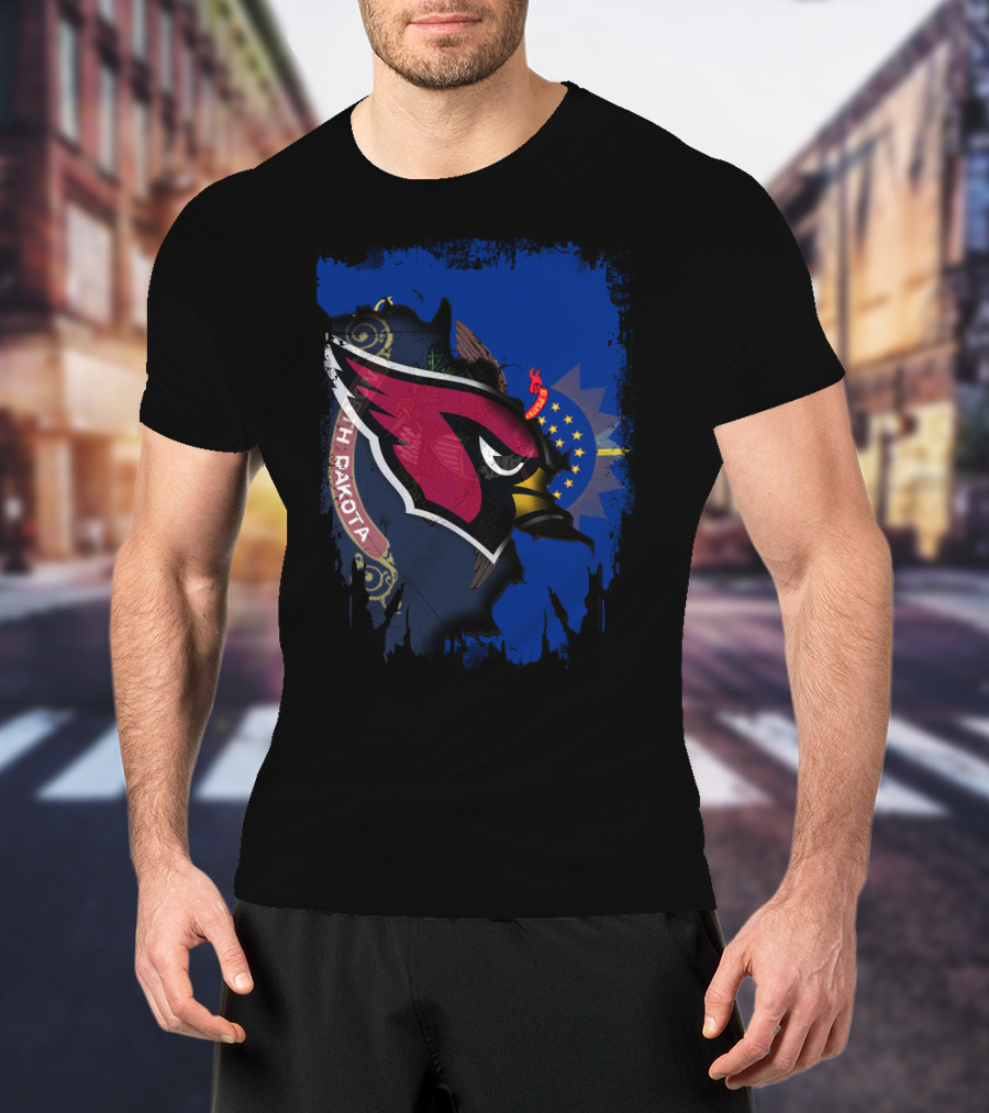 North Dakota Cardinals Mandala With State Flag Elements T-Shirt