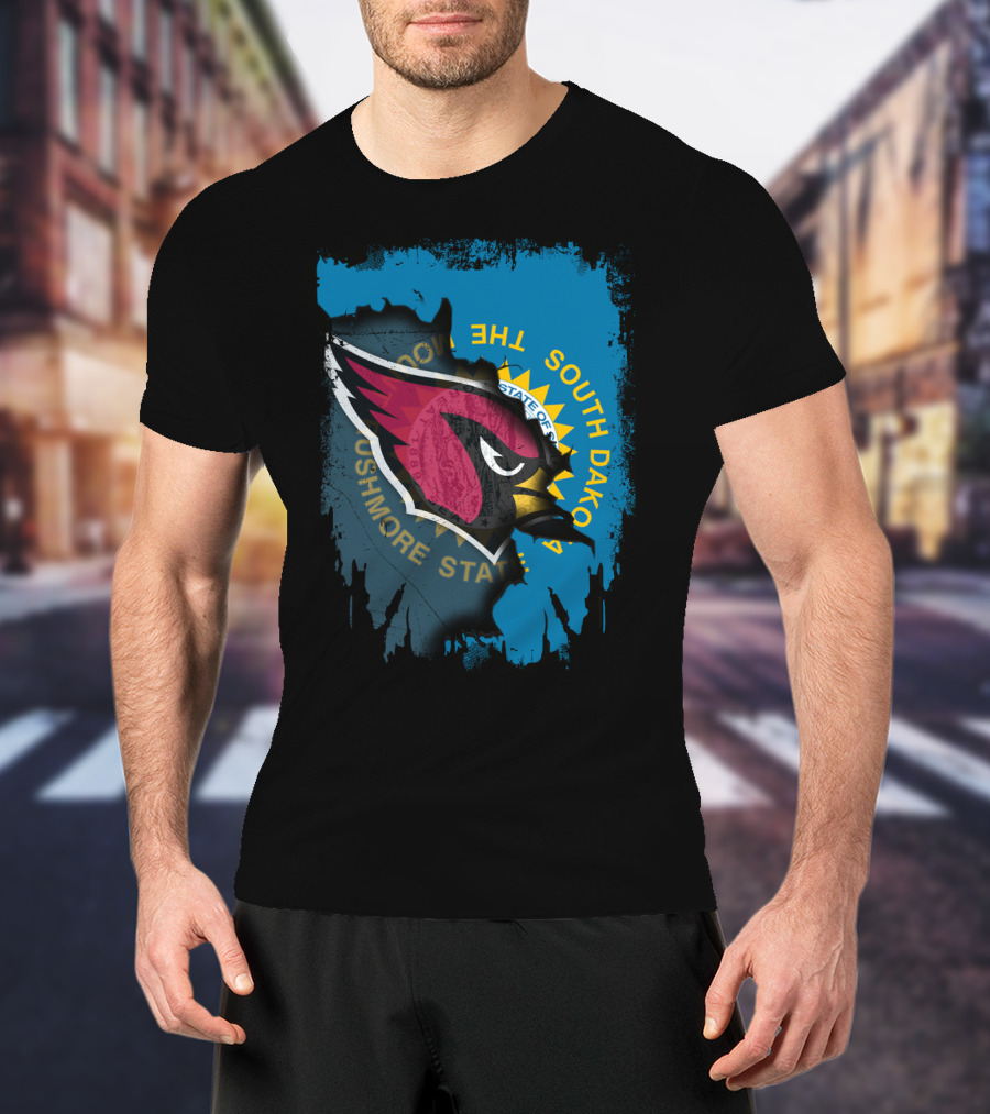 South Dakota State Flag With Cardinals Logo Together T-Shirt