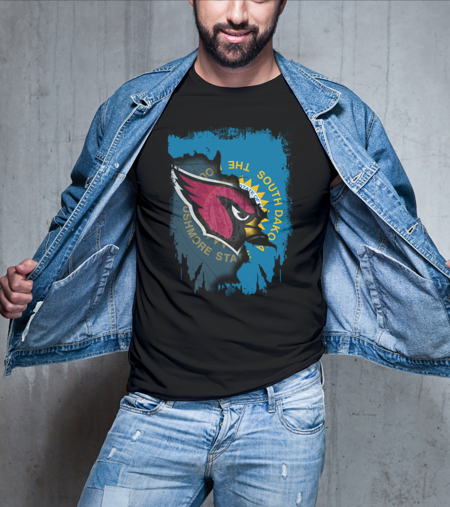 South Dakota State Flag With Cardinals Logo Together T-Shirt