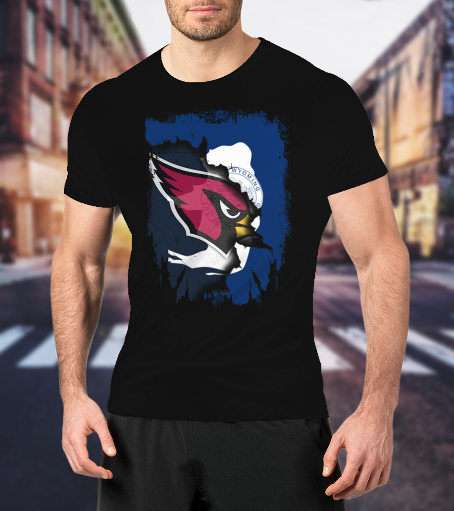 Wyoming State With Cardinals Logo Fusion T-Shirt