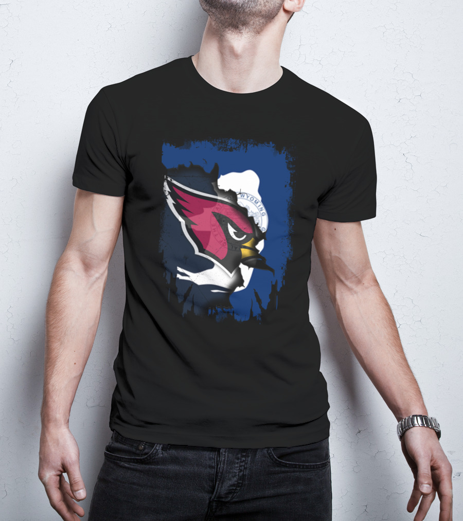 Wyoming State With Cardinals Logo Fusion T-Shirt