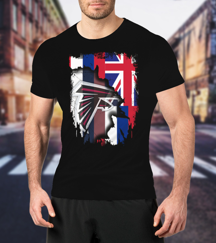 Hawaii Flag Blended With Atlanta Falcons Logo Together T-Shirt