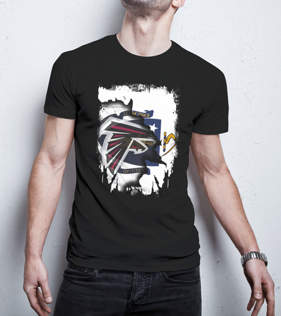 Massachusetts State Flag And Atlanta Falcons Logo Together T-Shirt