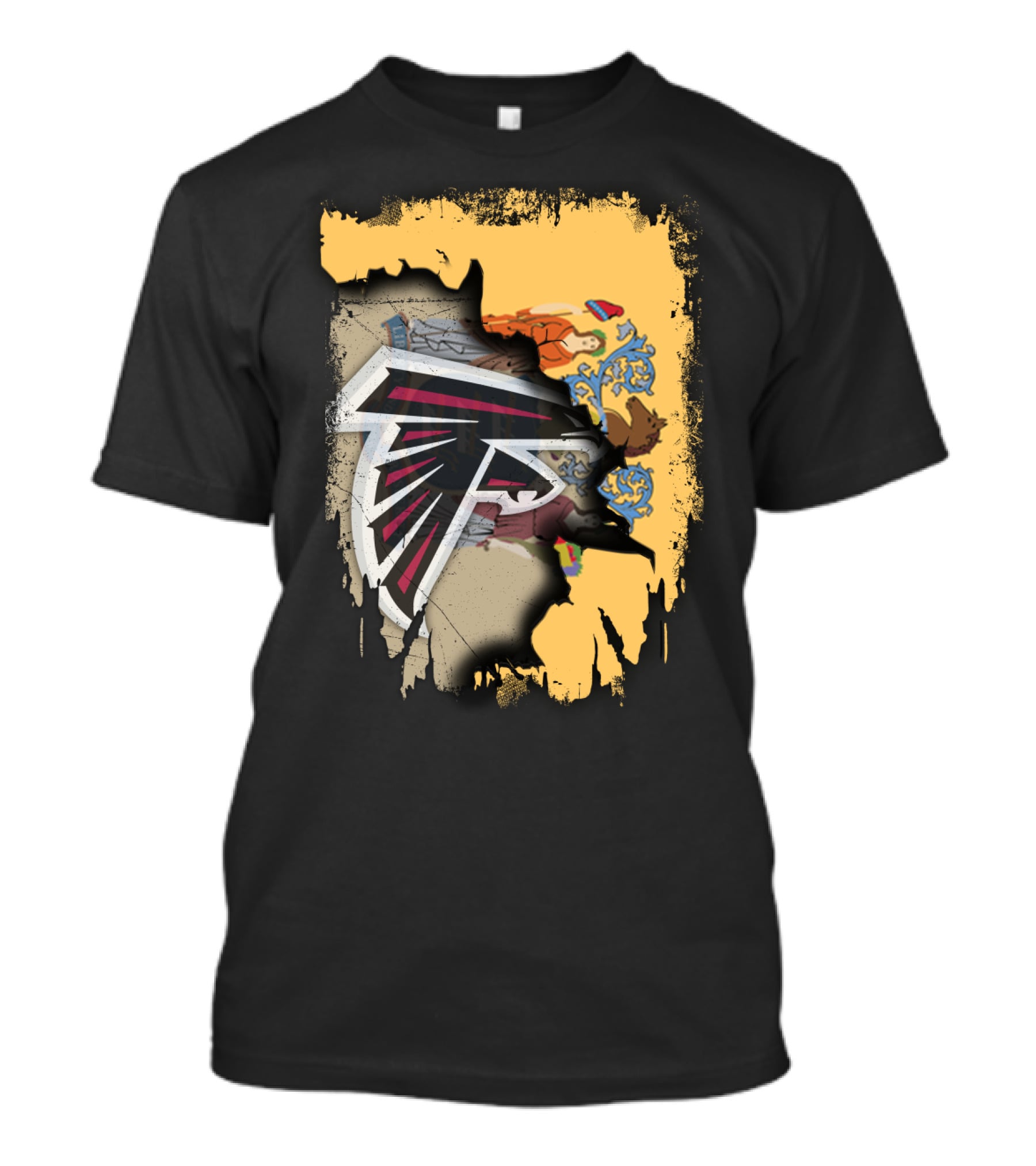 Together New Jersey With Falcons Atlanta Football Logo And State Flag Burst T-Shirt