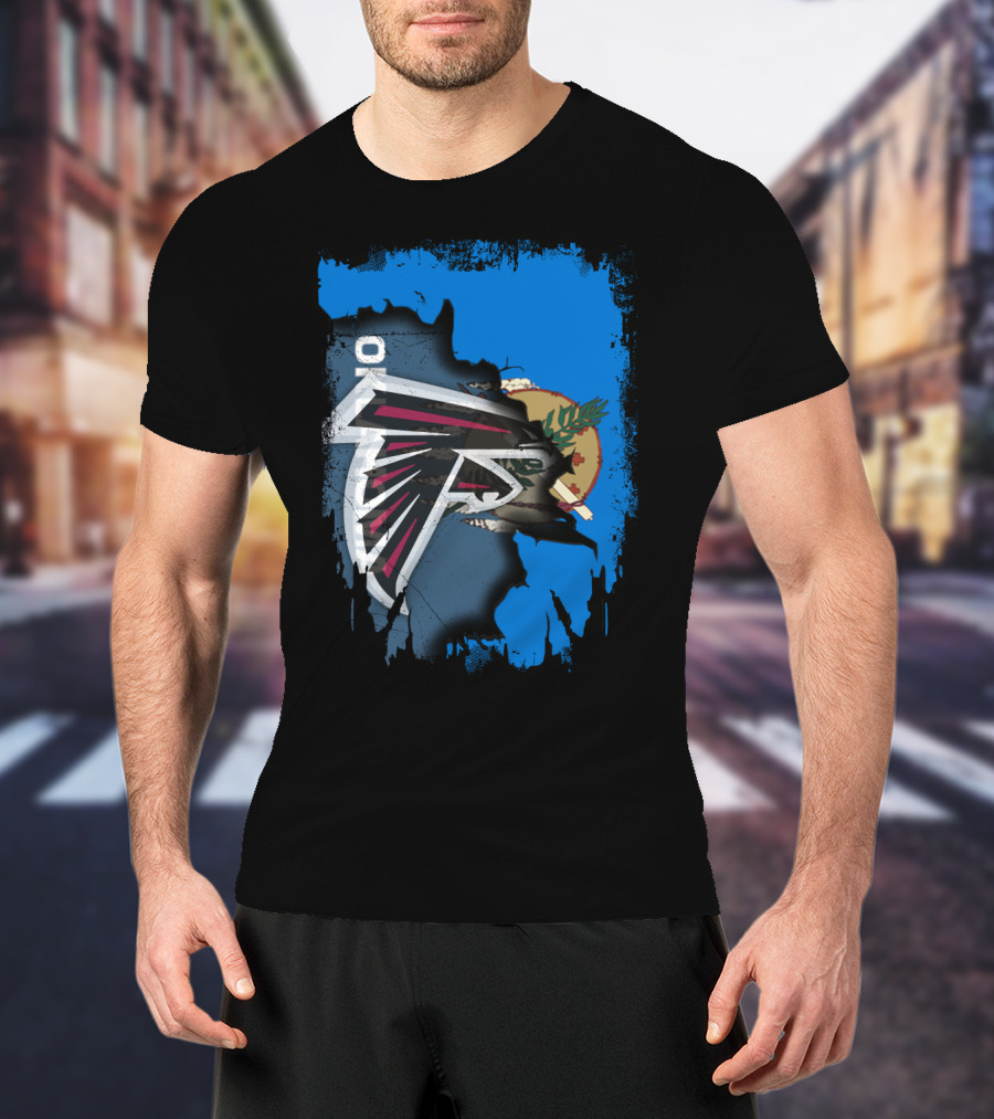 Oklahoma Falcons Logo Blended With State Flag T-Shirt