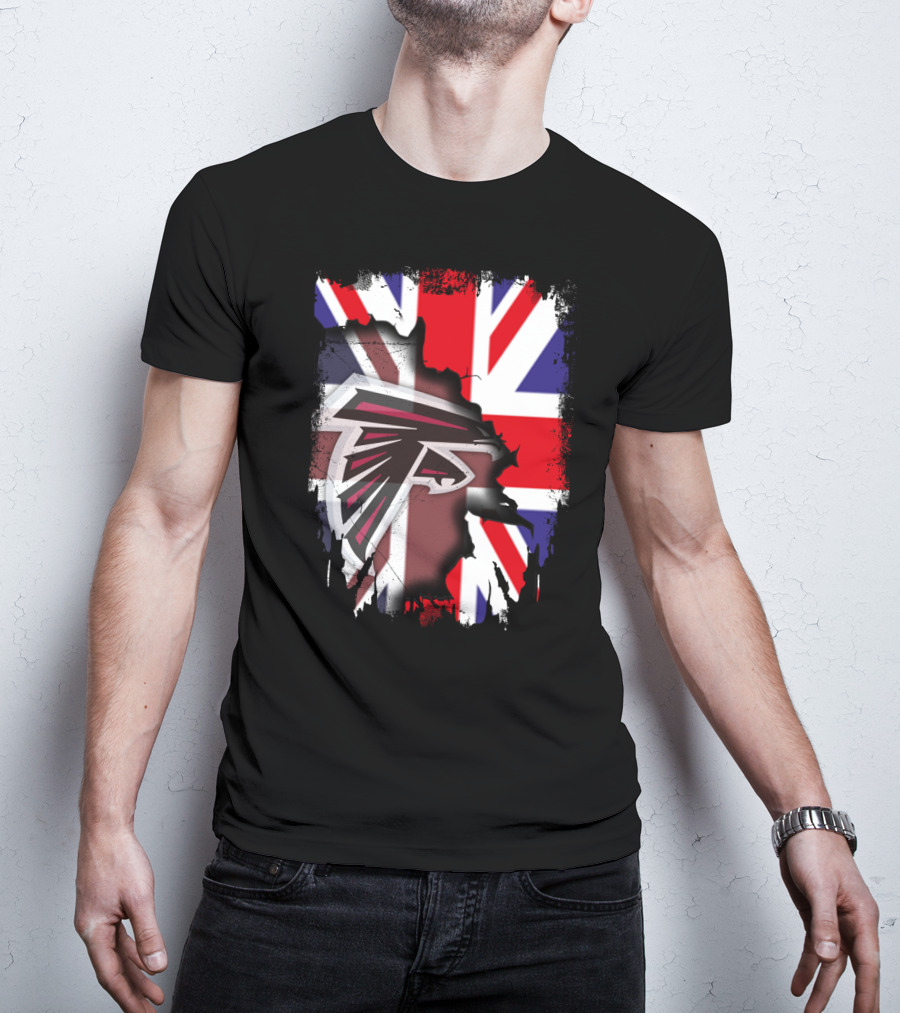 United Kingdom Flag With Falcons Logo Together T-Shirt