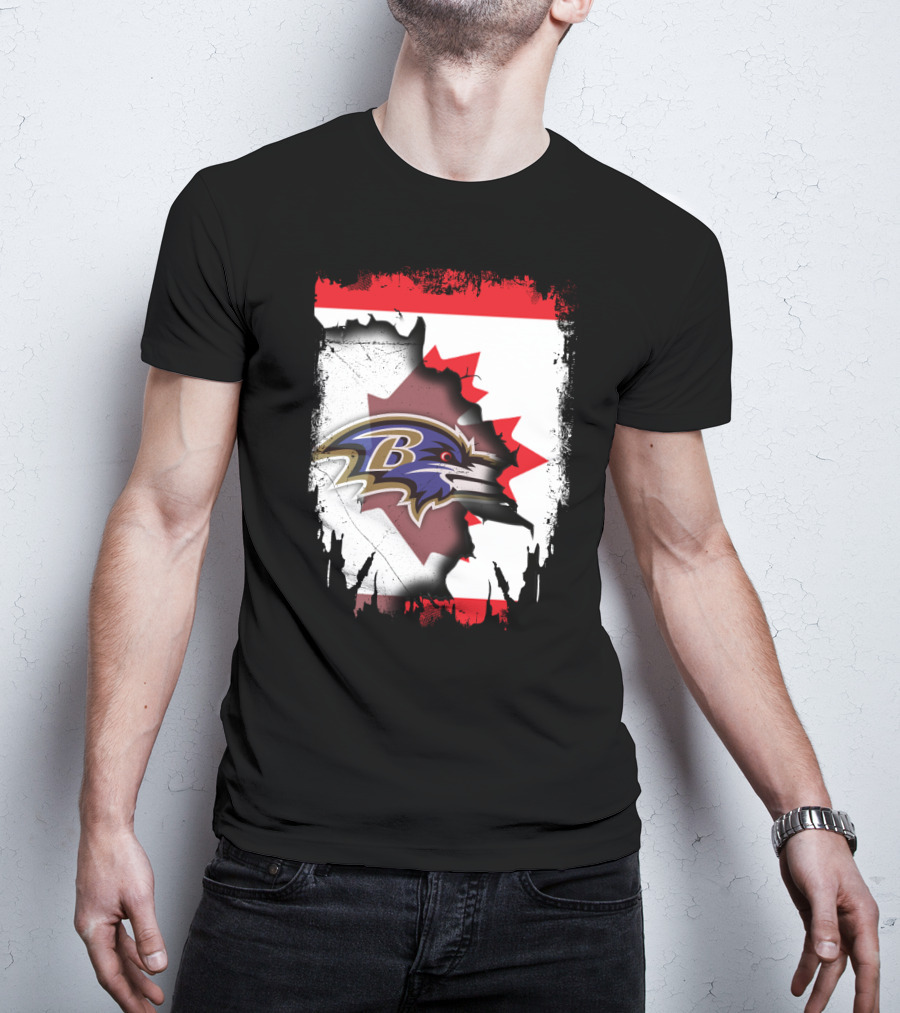 Together Canada Baltimore Ravens Logo Canadian Flag T-Shirt