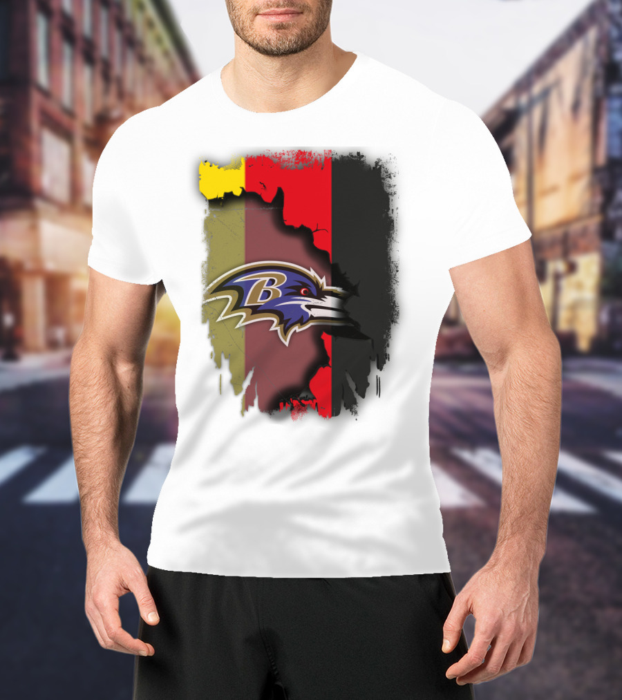 Germany Flag With Baltimore Ravens T-Shirt