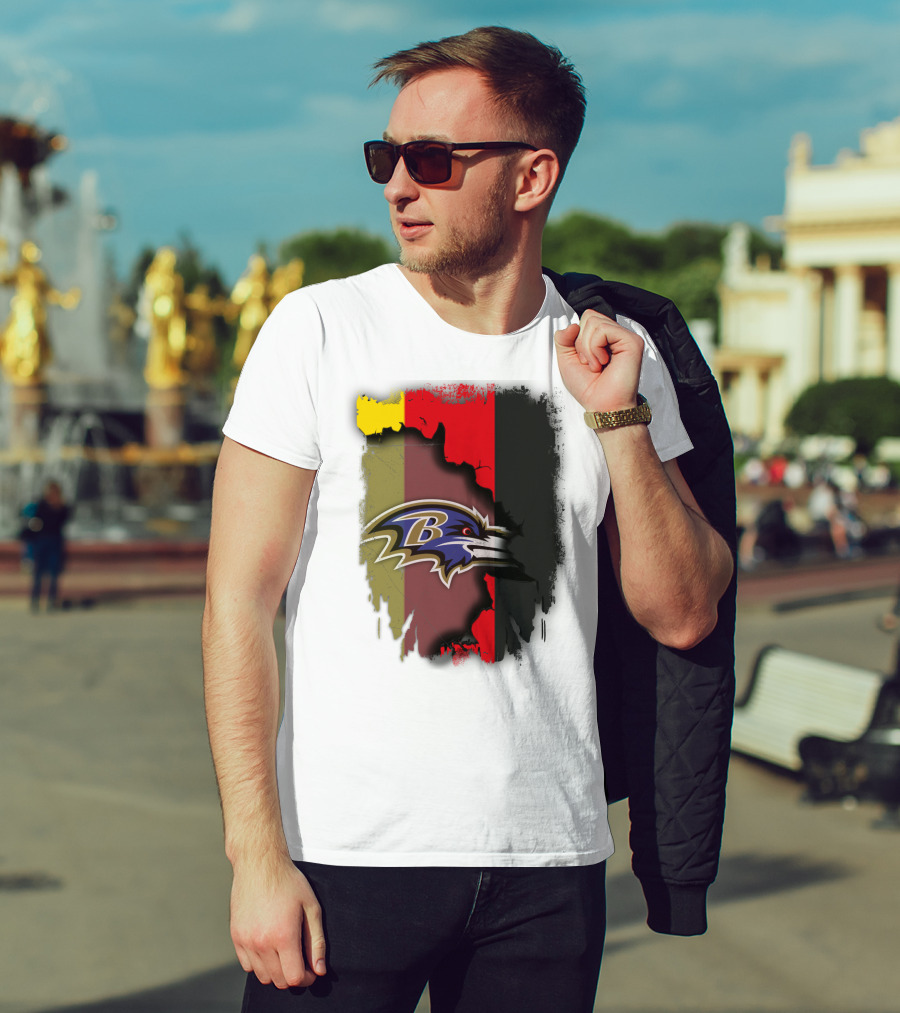 Germany Flag With Baltimore Ravens T-Shirt