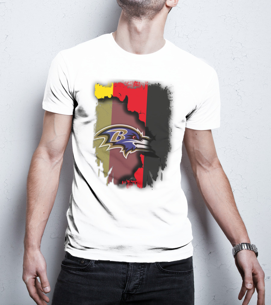 Germany Flag With Baltimore Ravens T-Shirt