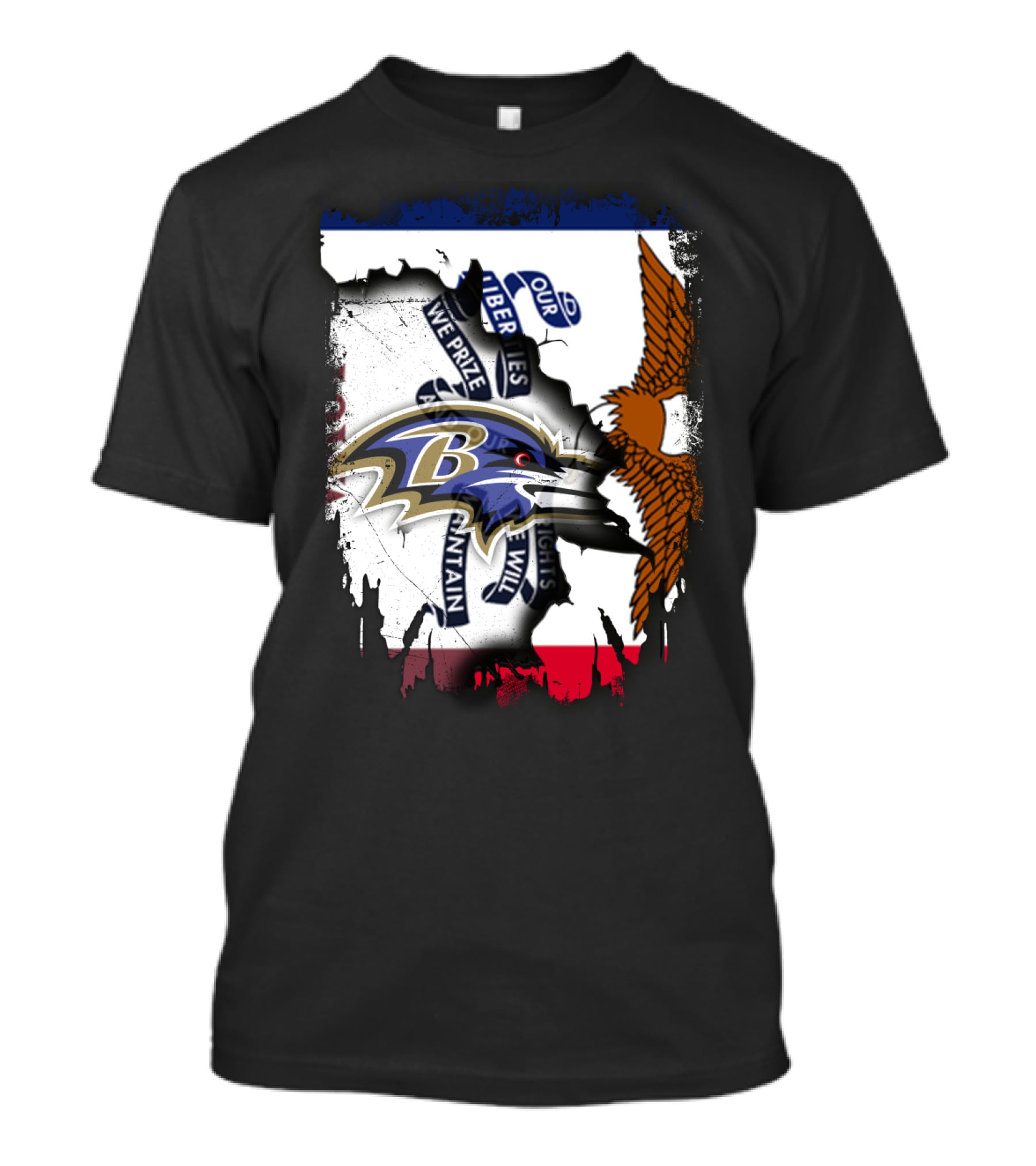 Baltimore Ravens Iowa Flag Tribute Together Forever T-Shirt