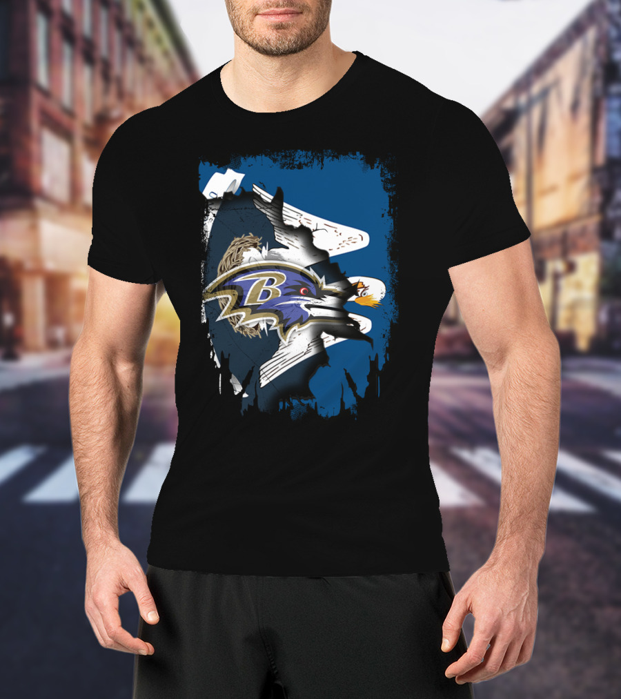 Together Louisiana With Ravens NFL Baltimore Team Logo Collaboration T-Shirt