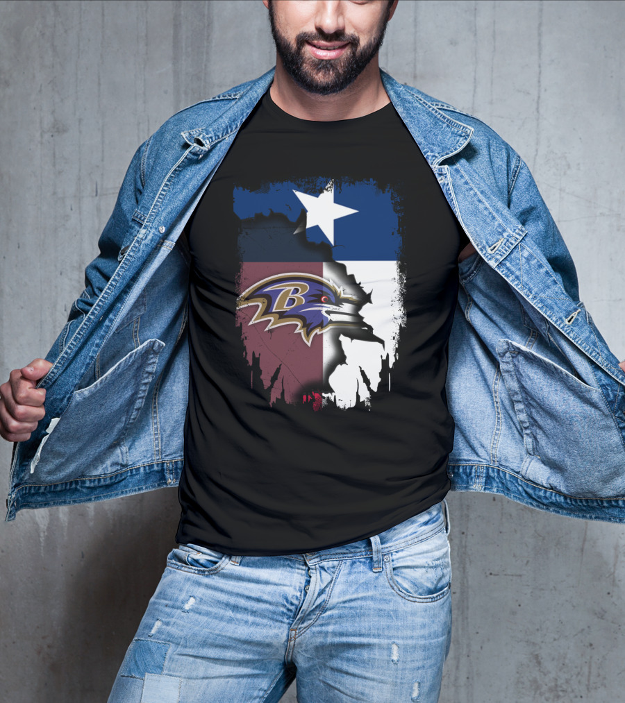 Texas And Baltimore Ravens Unity Featuring Lone Star And Team T-Shirt