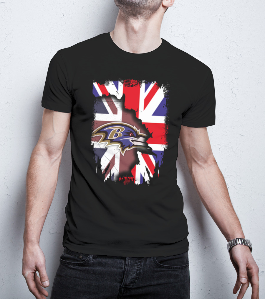 United Kingdom Union Jack With Ravens NFL Team T-Shirt