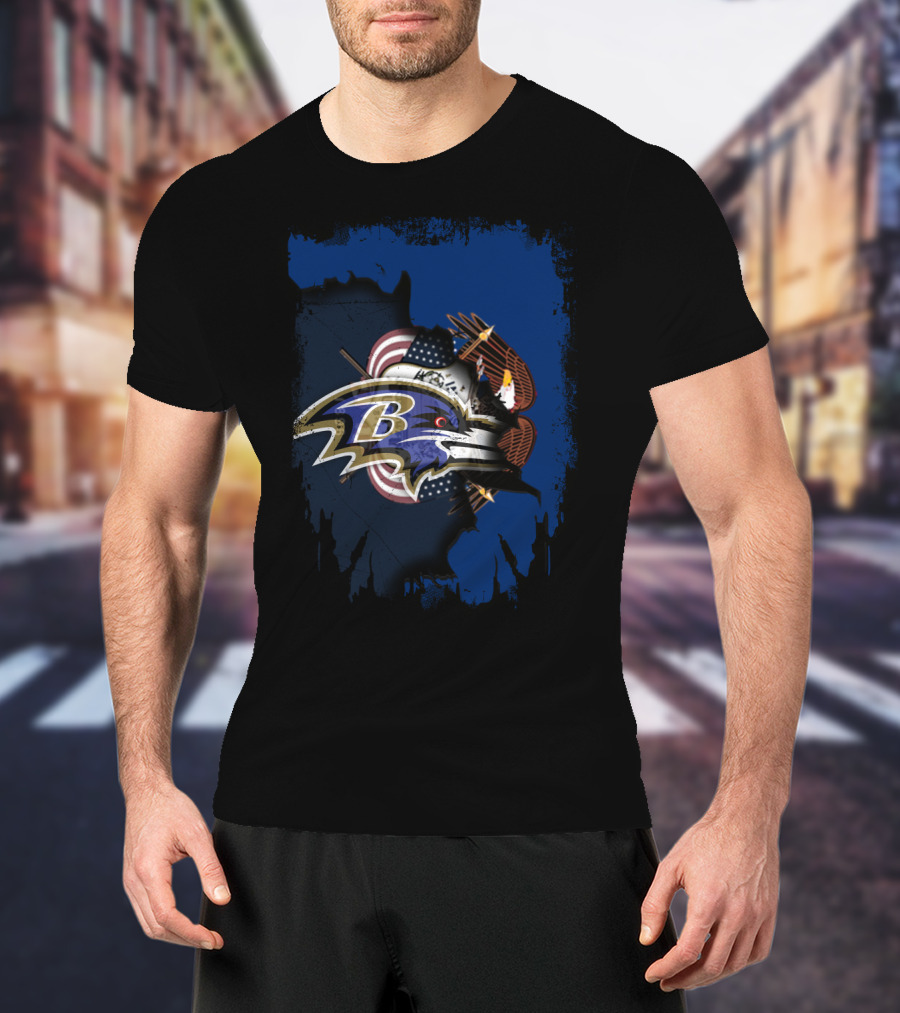 Ravens Eagle Flag Together Utah T-Shirt