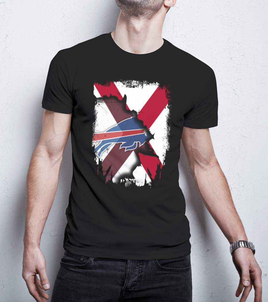 Alabama Buffalo Bills Crossover Flag T-Shirt