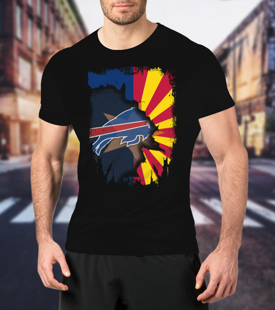 Arizona Flag And Buffalo Bills Logo United In Torn T-Shirt