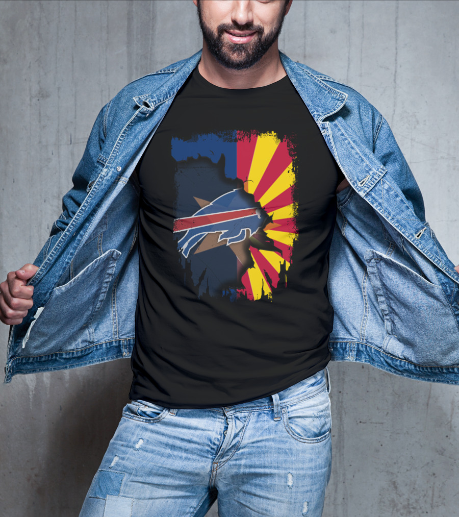 Arizona Flag And Buffalo Bills Logo United In Torn T-Shirt