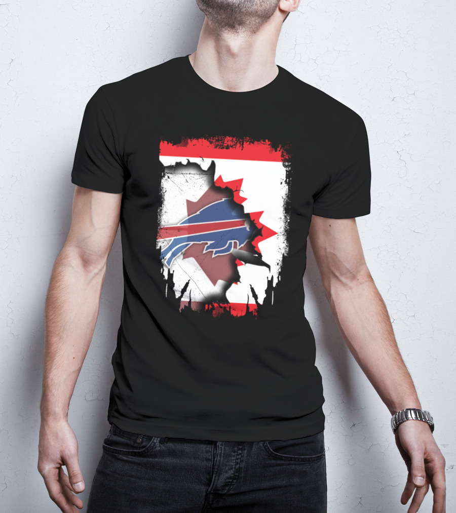 Together Canada With Bills Buffalo Logo And Maple Leaf Banner T-Shirt