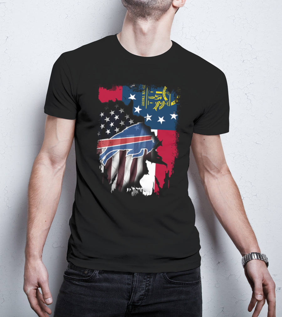 Together Georgia Flag Buffalo Bills American Flag Fusion T-Shirt