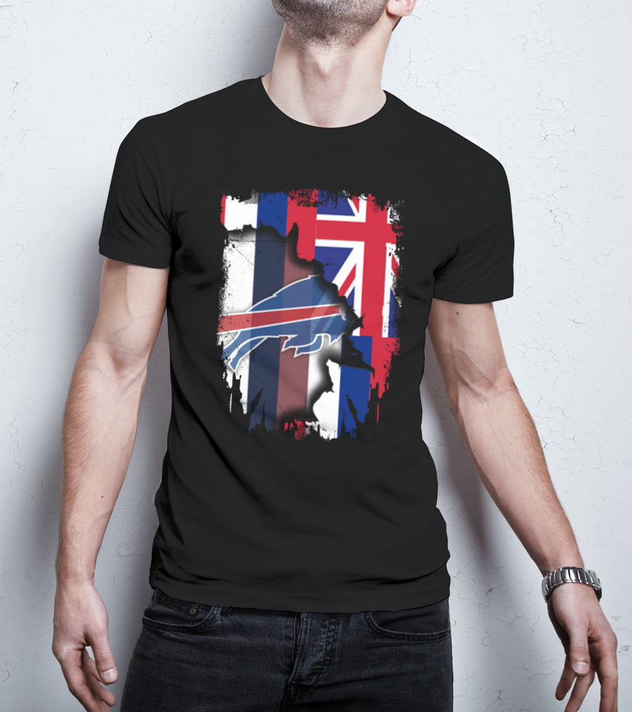 Together Hawaii With Buffalo Bills UK Flag Fusion T-Shirt