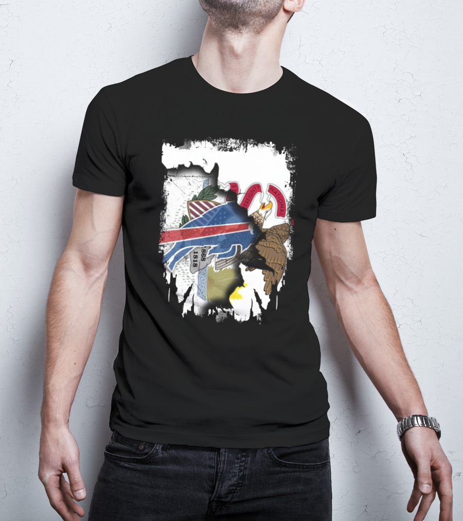 Illinois State Seal And Buffalo Bills Logo Together T-Shirt