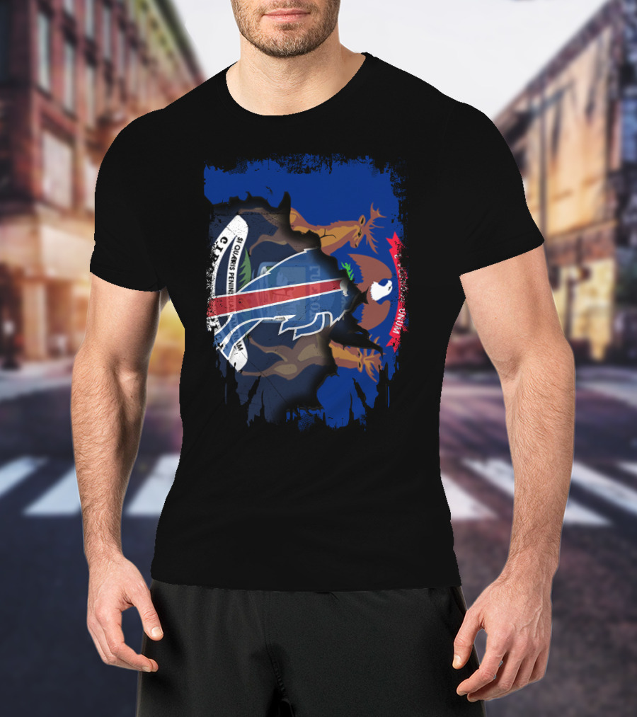 Together Michigan Buffalo Bills Fusion Icon Flag T-Shirt