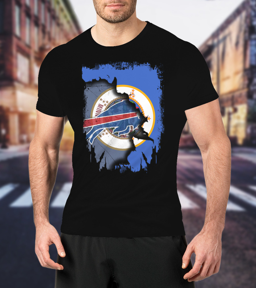 Together Minnesota Buffalo Bills State Flag Fusion T-Shirt