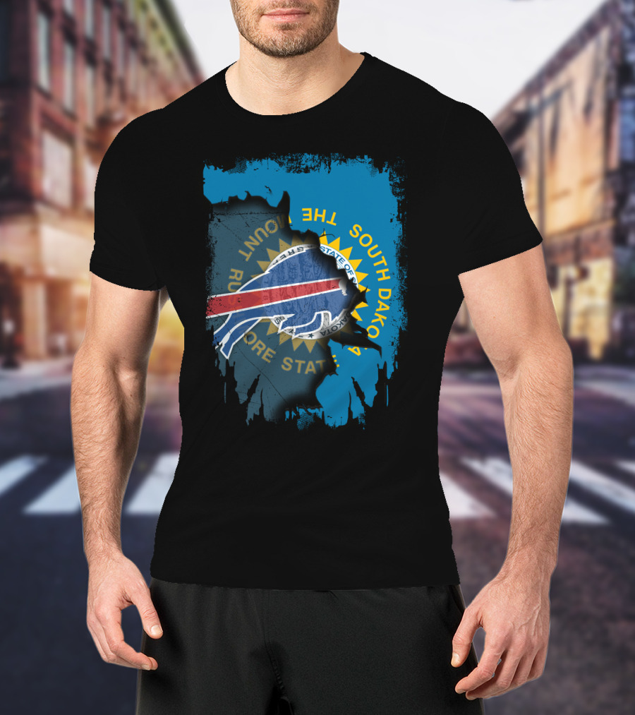 Buffalo Bills South Dakota Flag Fusion T-Shirt