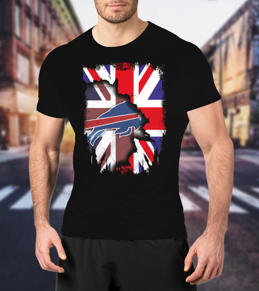 United Kingdom Flag Torn With Buffalo Bills T-Shirt