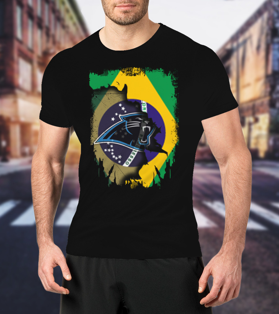 Together Brazil With Carolina Panthers Flag Fusion T-Shirt