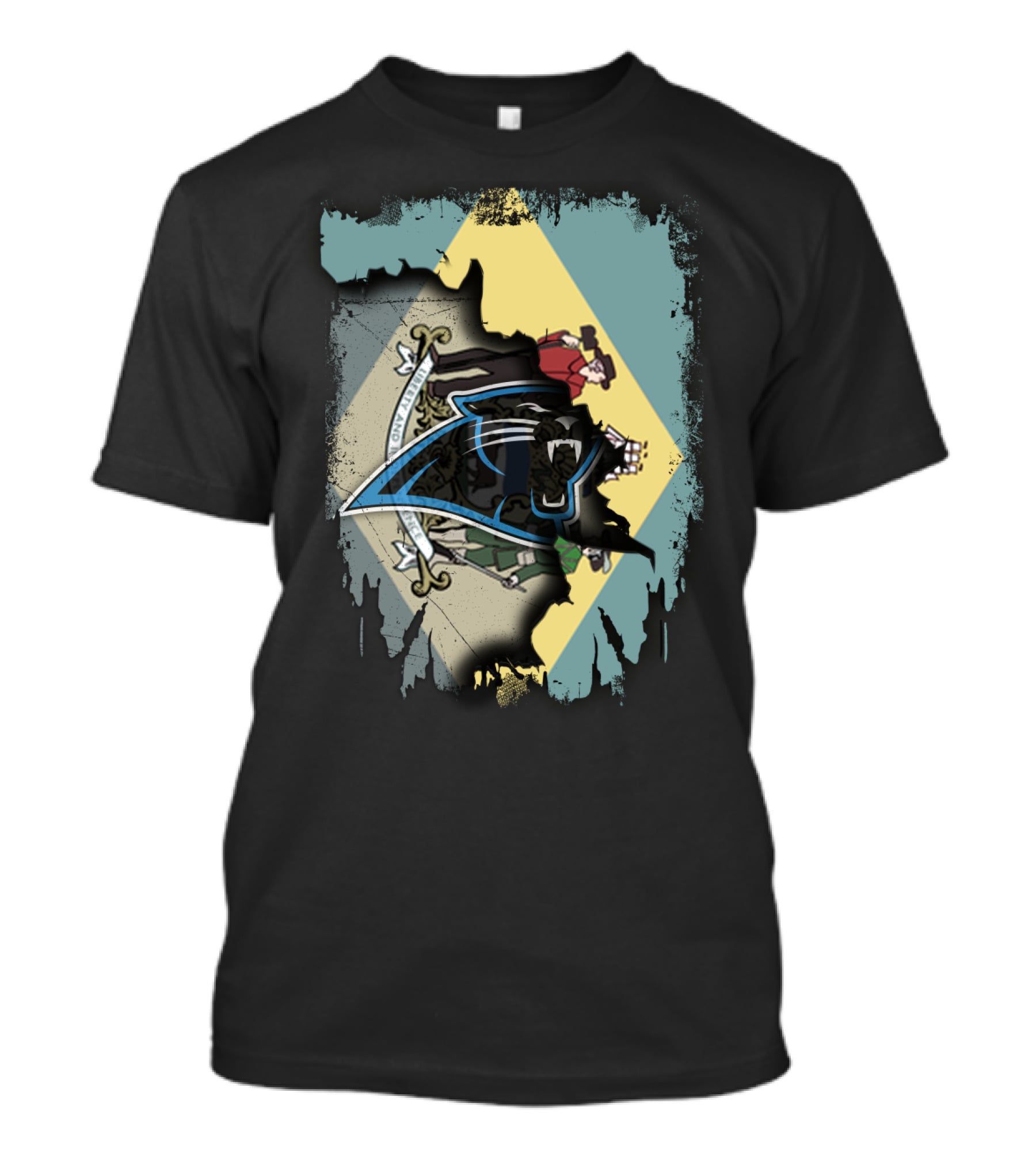 Delaware State Seal And Carolina Panthers Integration T-Shirt