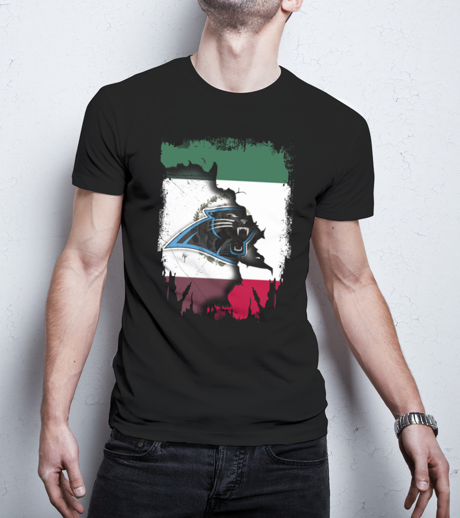 Together Mexico Carolina Panthers Flag Fusion T-Shirt