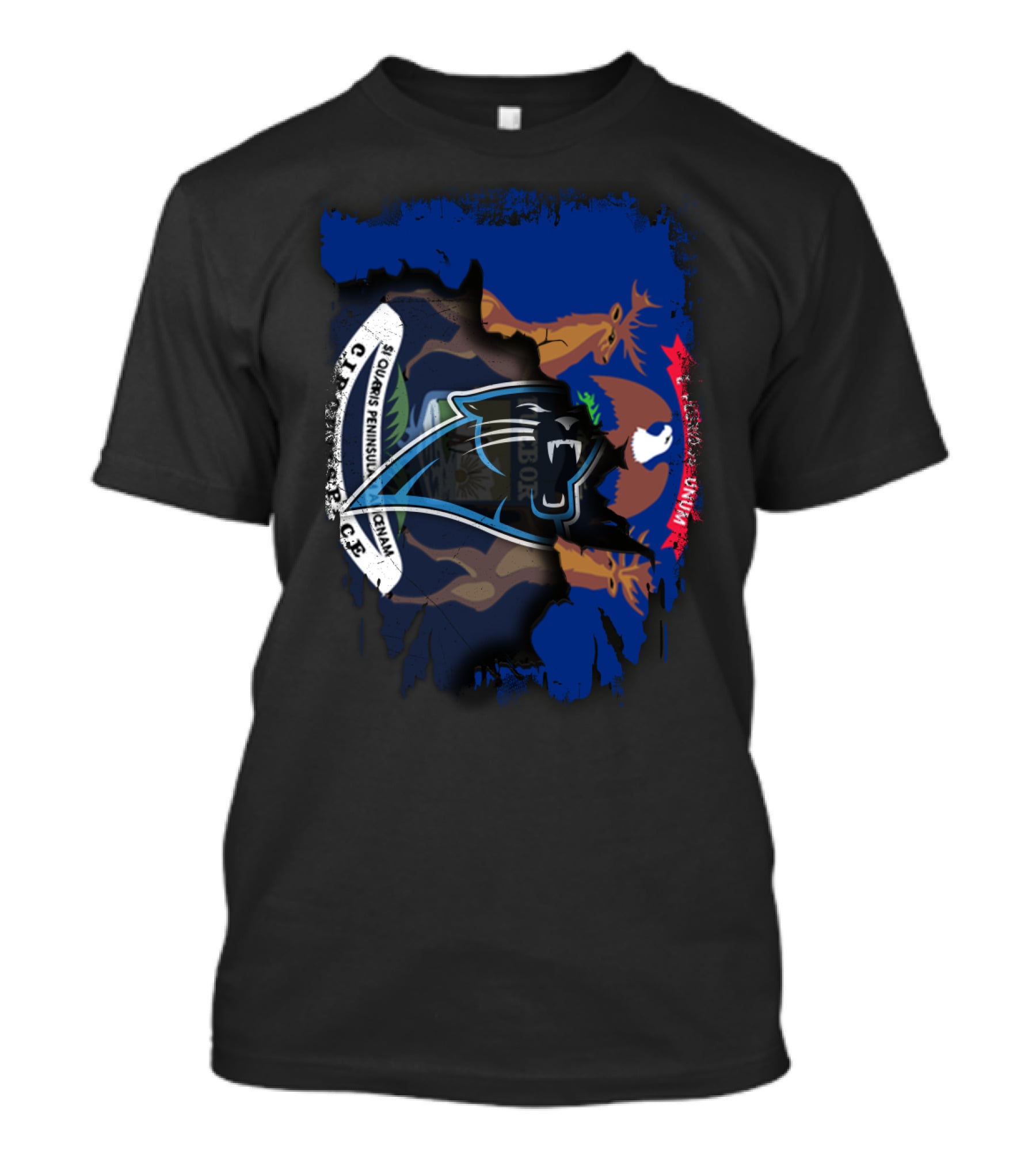 Together Michigan With Panthers Logo And Michigan State Flag Elements T-Shirt