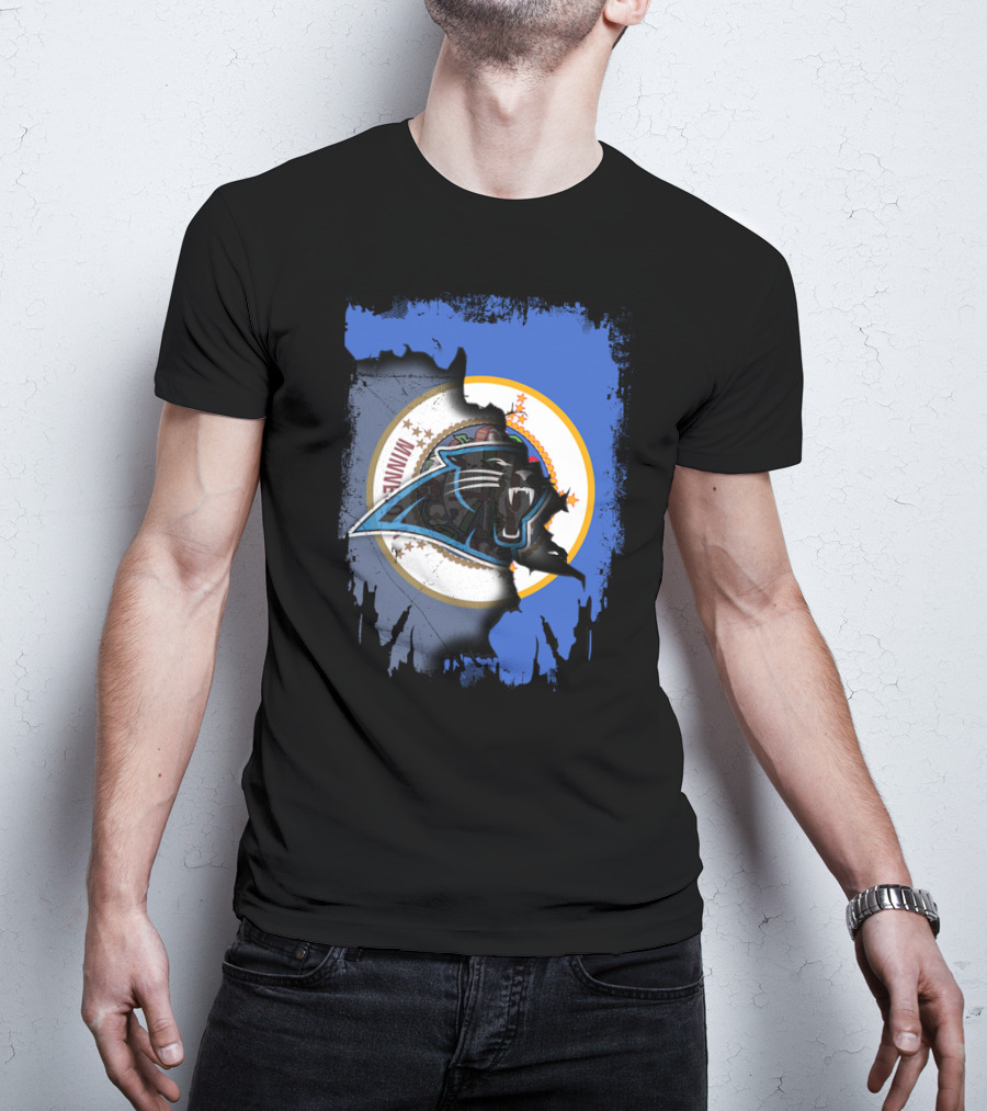 Together Minnesota With Carolina Panthers Logo And Minnesota State Seal T-Shirt
