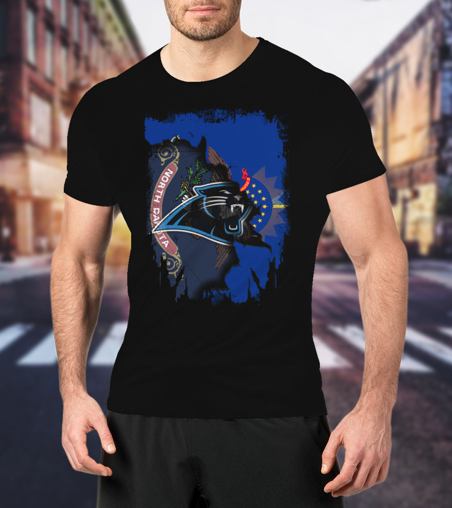 North Dakota Panthers Emblem With State Flag Elements T-Shirt